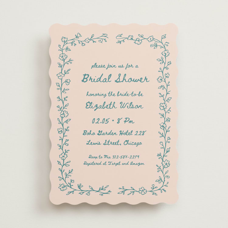 "Floral Lace" - Bridal Shower Invitations in Turquoise by Rina Ozum - Front