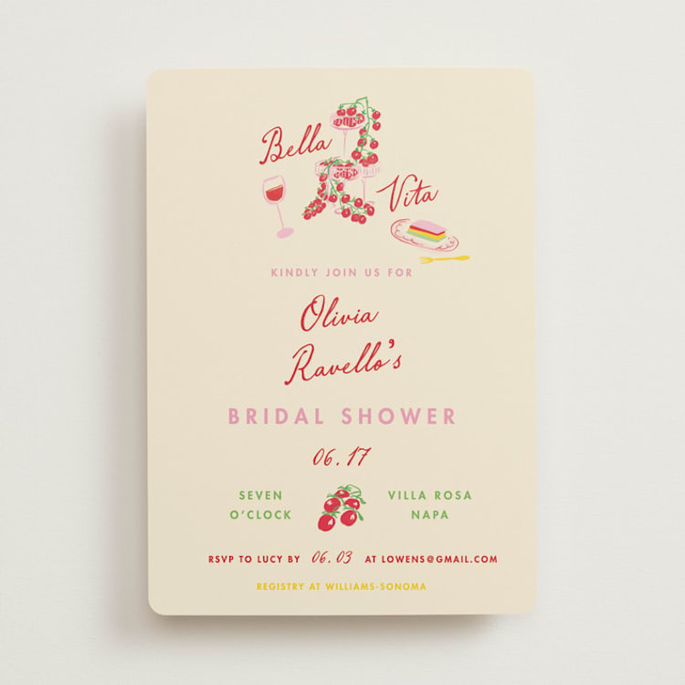 "Bella Vita" - Bridal Shower Invitations in Rossa by Sarah Rosenthal - Front