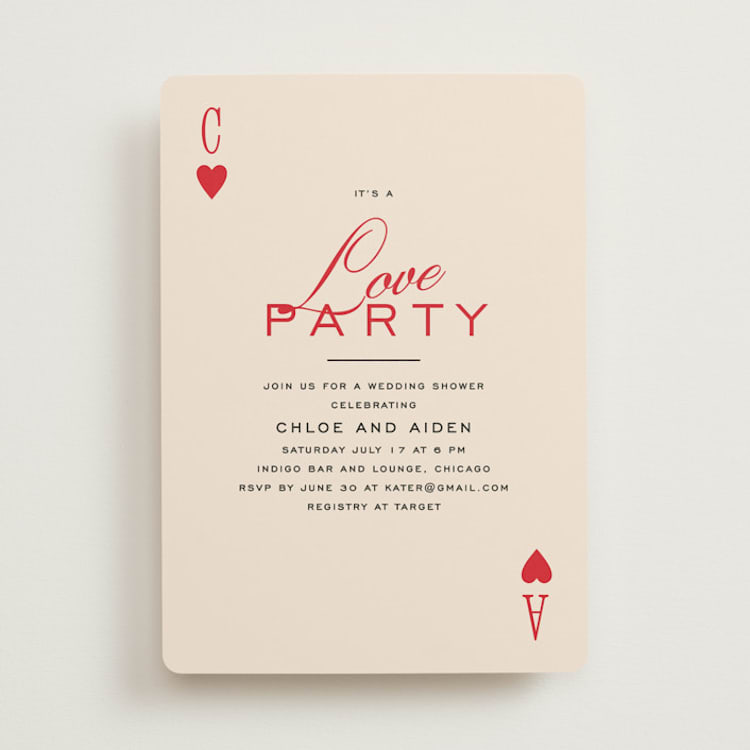 "Love party" - Bridal Shower Invitations in Crimson by Creo Study - Front