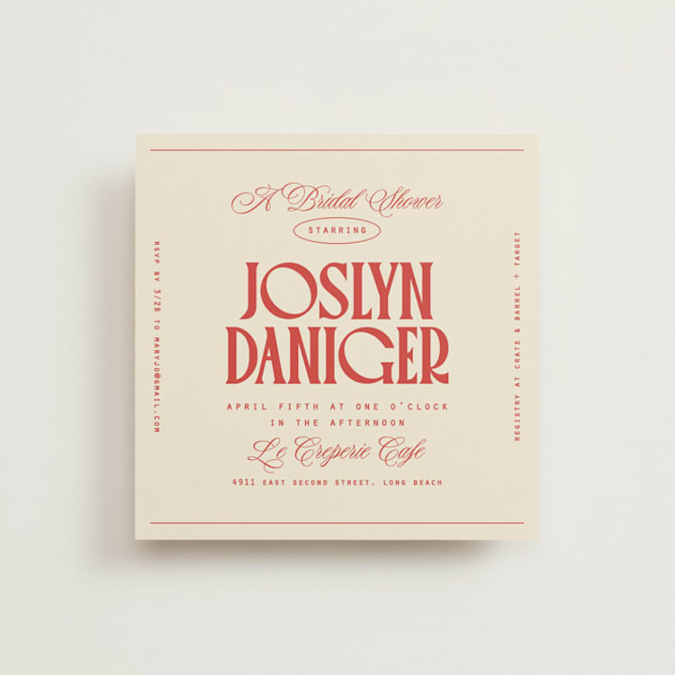 "Starring" - Bridal Shower Invitations in Oriole by Owl and Toad - Front