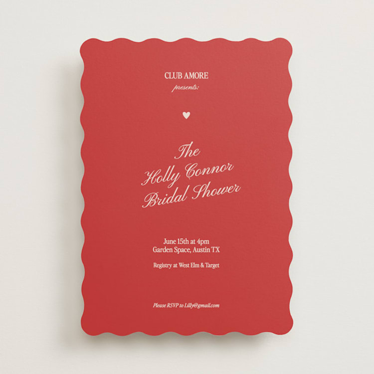 "Club Amore" - Bridal Shower Invitations in Ruby by Helena Vitto - Front