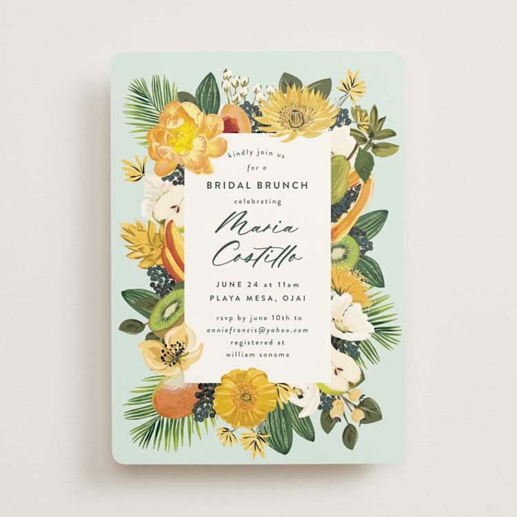 "Tropical Brunch" - Bridal Shower Invitations in Mint by Susan Moyal - Front