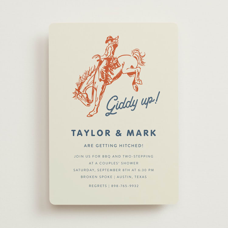 "Giddy Up" - Bridal Shower Invitations in Cobalt by Erin Hodges - Front