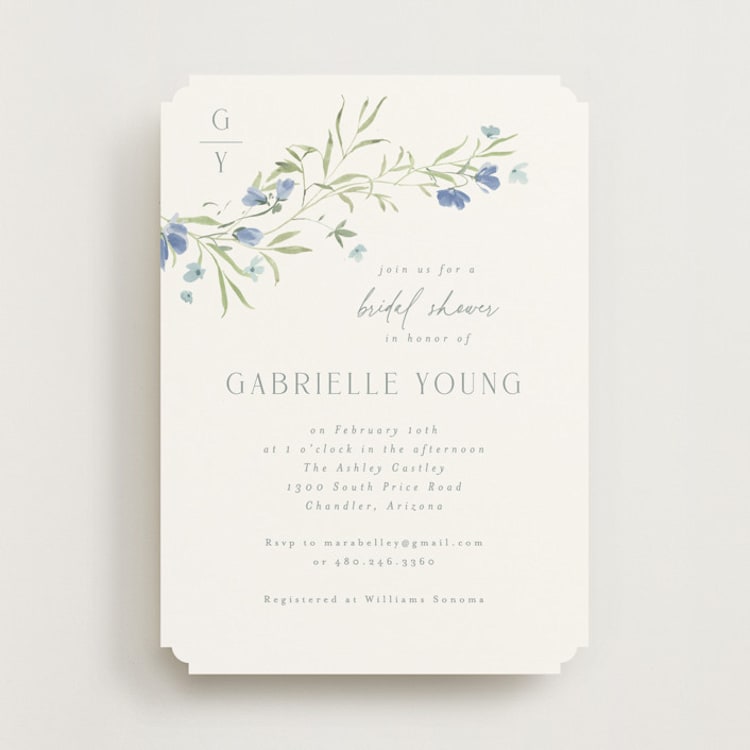 "Sweeping Meadow" - Bridal Shower Invitations in Aquamarine by Everett Paper Goods - Front