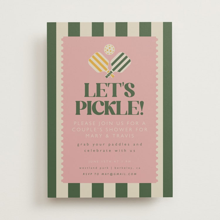 "Vintage Pickle" - Bridal Shower Invitations in Avocado by Vera Lim - Front