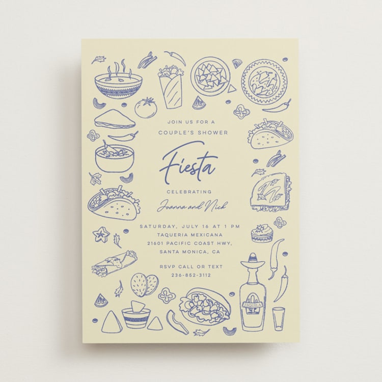 "Tacos & Tequila" - Bridal Shower Invitations in Blueberry by Sherley Ferreira - Front