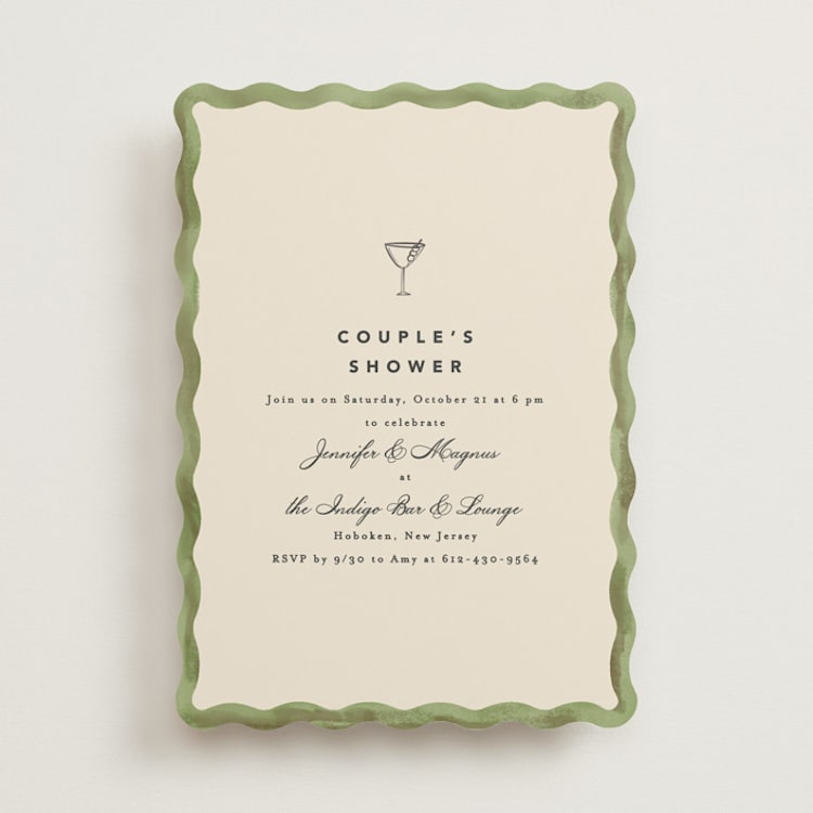 "Formal scallop" - Bridal Shower Invitations in Palm by Creo Study - Front