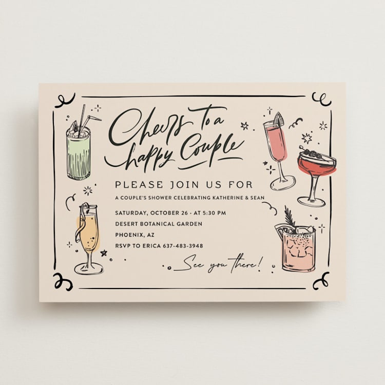"cheers to a happy couple" - Bridal Shower Invitations in Creme by Anastasia Makarova - Front