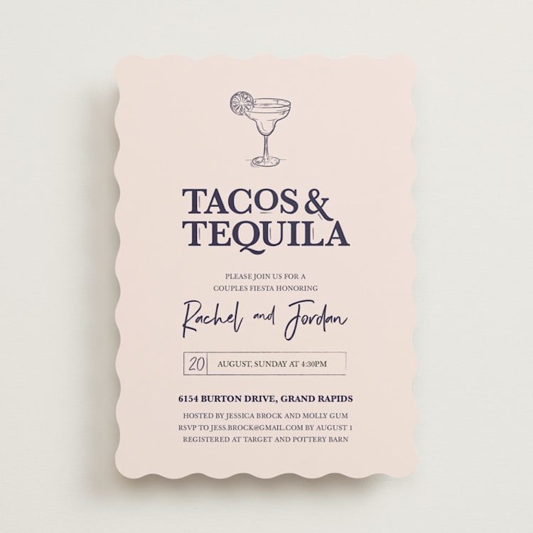 "Tacos & Tequila" - Bridal Shower Invitations in Blush by Janelle Kelly - Front