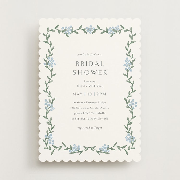 "simple garland" - Bridal Shower Invitations in Sky by Christy Hy Lee - Front