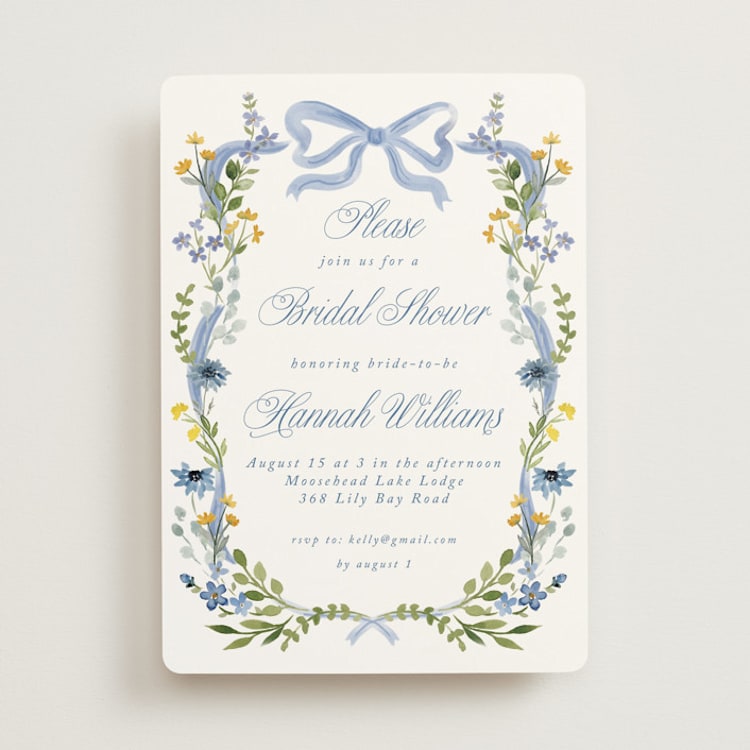 "Hand Painted" - Bridal Shower Invitations in Bluebell by Petra Kern - Front