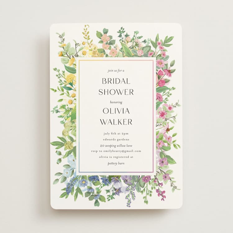 "Flower Garden" - Bridal Shower Invitations in Cotton by Susan Moyal - Front