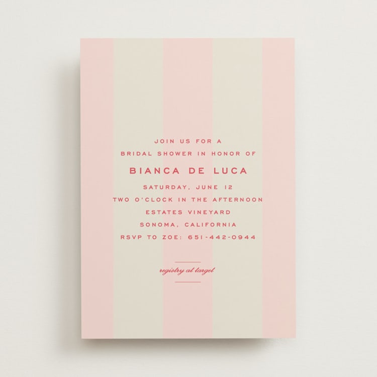 "Campania" - Bridal Shower Invitations in Ballet Fragola by Megan Davis - Front