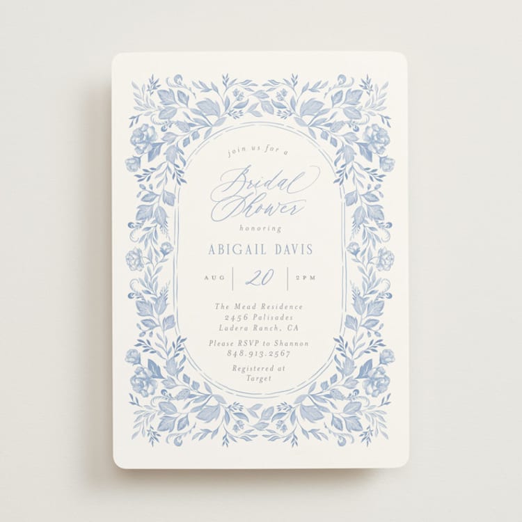"French Blue" - Bridal Shower Invitations in Periwinkle by Joanna Griffin - Front