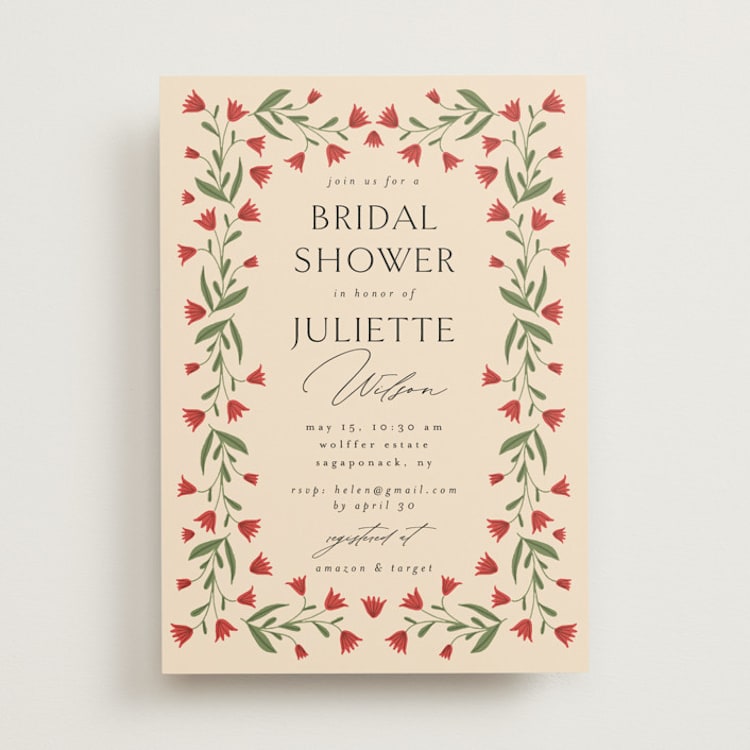 "floral frame" - Bridal Shower Invitations in Ruby by Iveta Angelova - Front