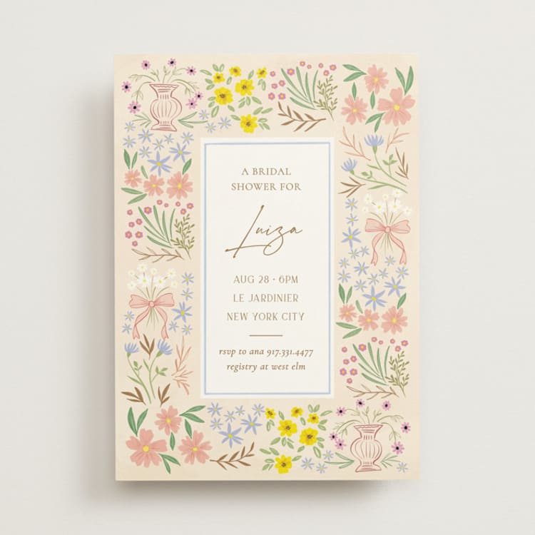 "Cottage Garden" - Bridal Shower Invitations in Cream by Ana Sharpe - Front