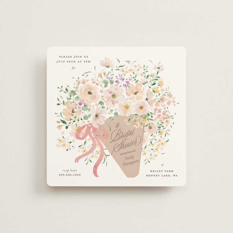 "Love is Blooming" - Bridal Shower Invitations in Carnation by Itsy Belle Studio - Front