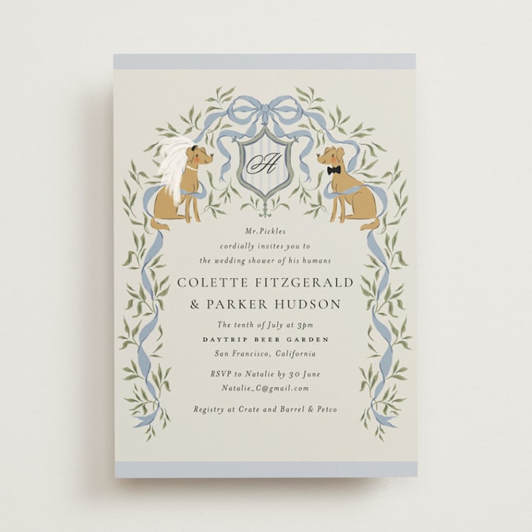 "Dog Crest" - Bridal Shower Invitations in Blueberry by Jackie Crawford - Front