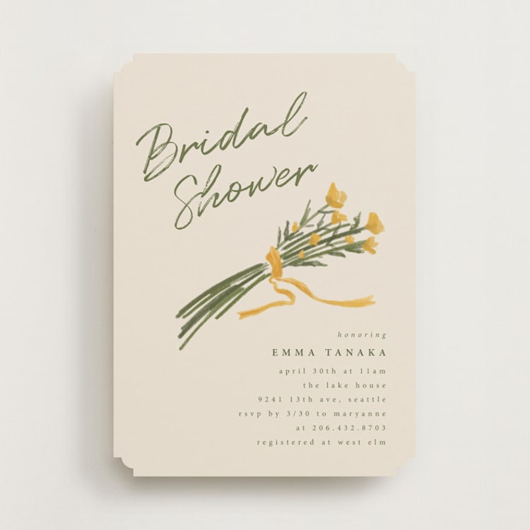 "Pencil Bouquet" - Bridal Shower Invitations in Cream by Adelyn T. - Front