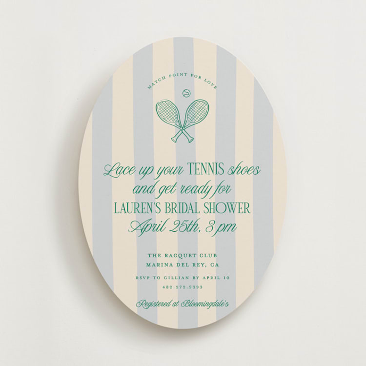 "Racquet Club" - Bridal Shower Invitations in Sky by Leia Matt - Front