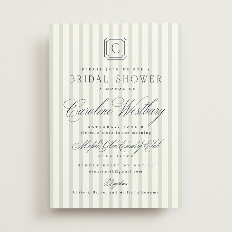 "Preppy" - Bridal Shower Invitations in Honeydew by Erin German - Front