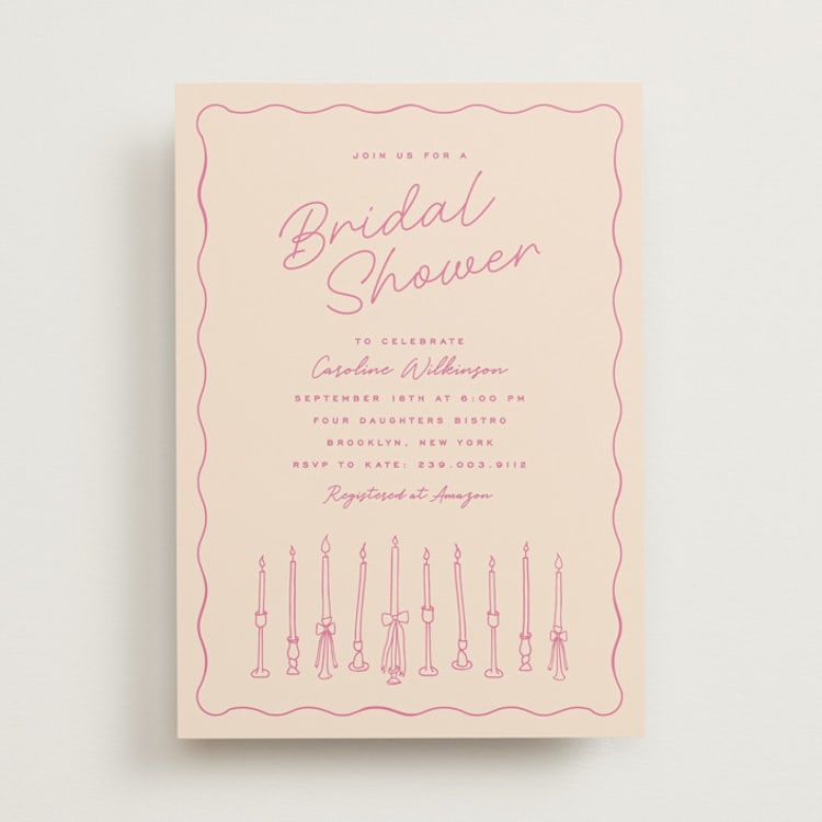 "candlesticks" - Bridal Shower Invitations in Bubblegum by Ellen Schlegelmilch - Front