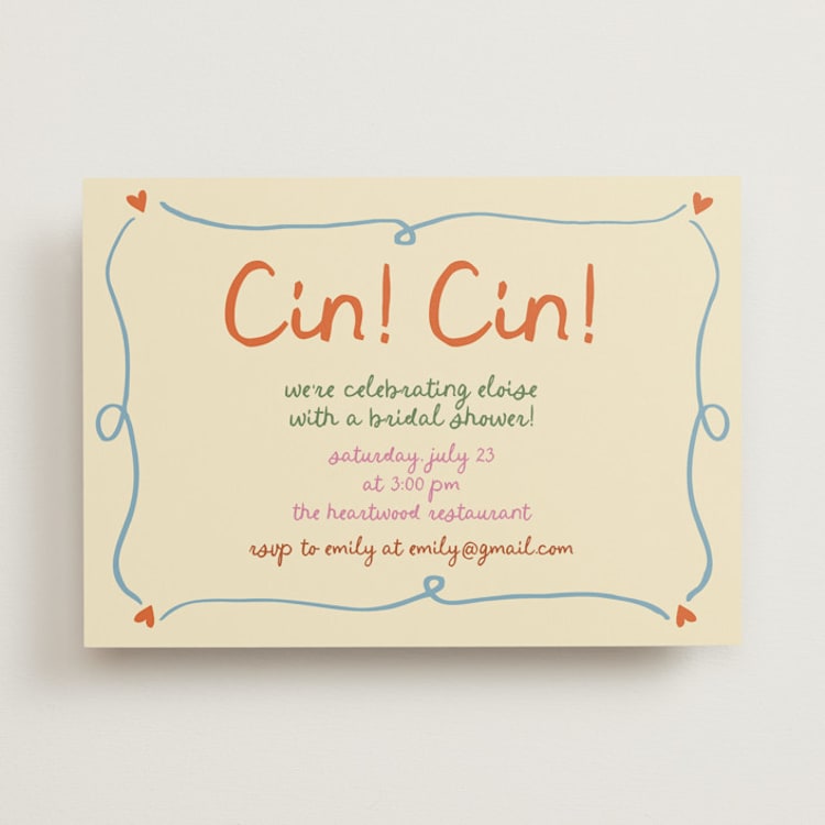 "Cin Cin" - Bridal Shower Invitations in Verona by Stephanie Heinrich Godbout - Front