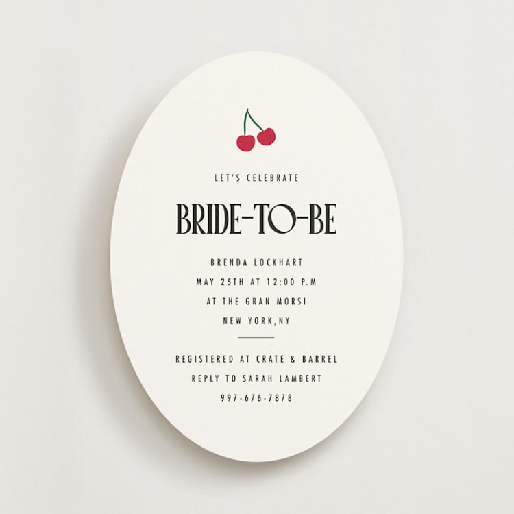 "Maraschino" - Bridal Shower Invitations in Cherry by Nazia Hyder - Front