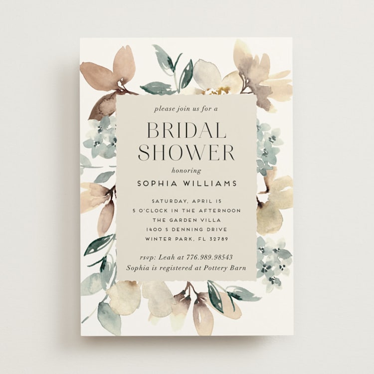"Grande" - Bridal Shower Invitations in Dried Botanicals by Petra Kern - Front