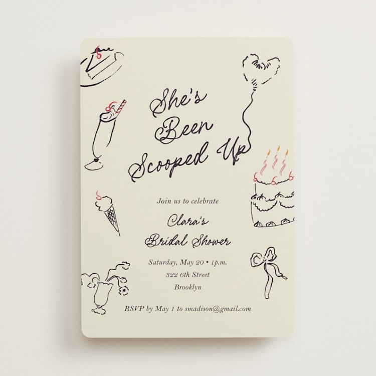"Sweets & Treats" - Bridal Shower Invitations in Licorice by Sarah Rosenthal - Front