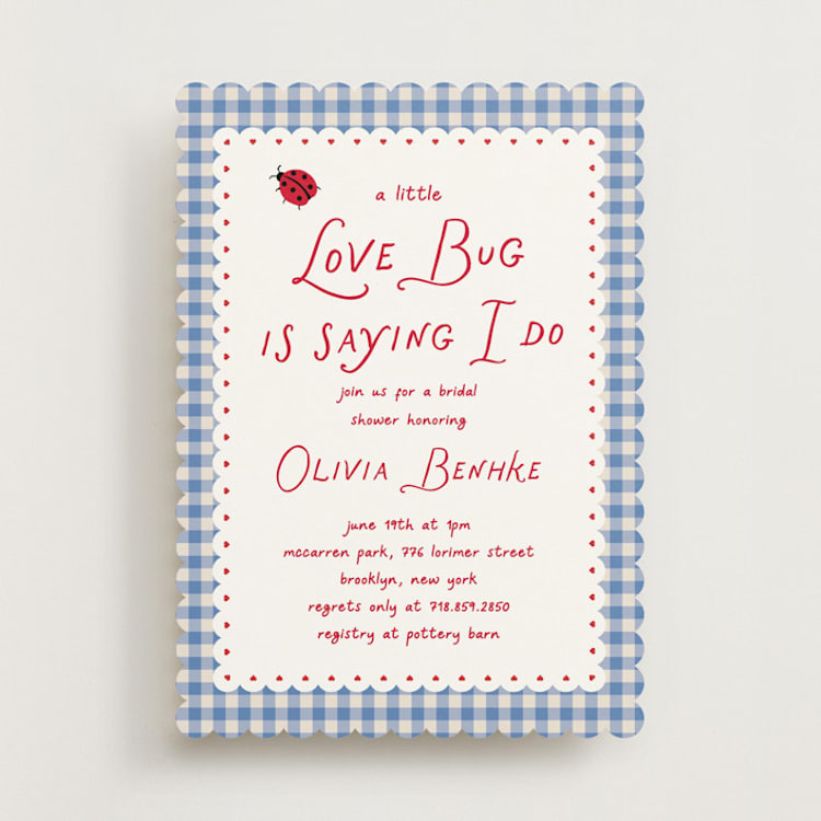 "Love Bug" - Bridal Shower Invitations in Sky by Jennifer Lew - Front