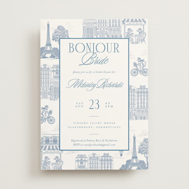 "Bonjour Toile" - Bridal Shower Invitations in Provincial by Jenna Holcomb - Front