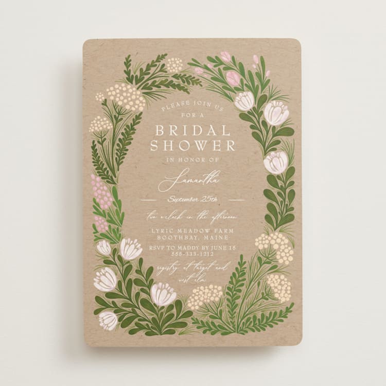 "Floral Harvest" - Bridal Shower Invitations in Kraft by Paper Sun Studio - Front