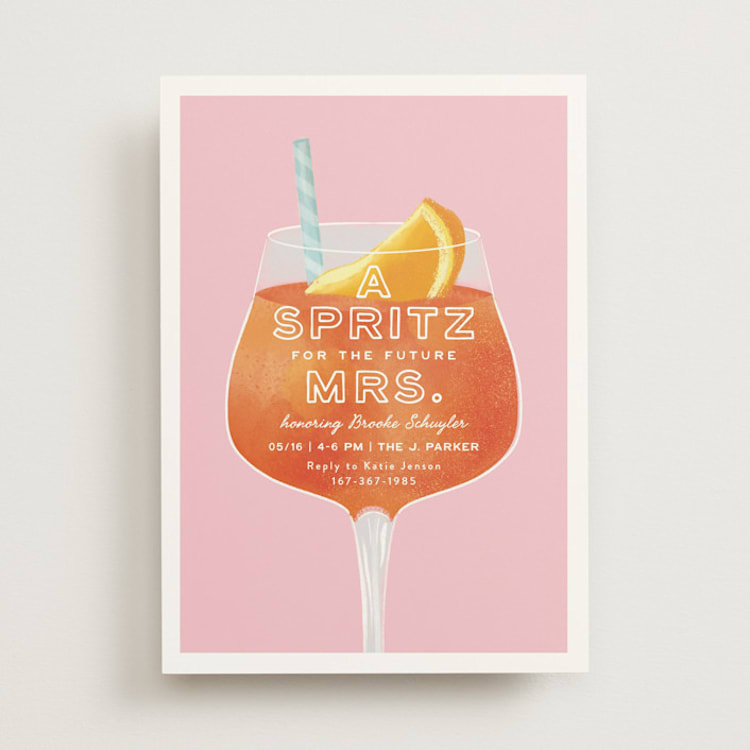 "The Spritz" - Bridal Shower Invitations in Grapefruit by Olivia Raufman - Front