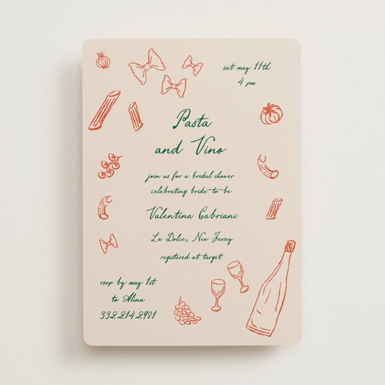 "Sapori" - Bridal Shower Invitations in Tangerine by Jelena Vuletic - Front