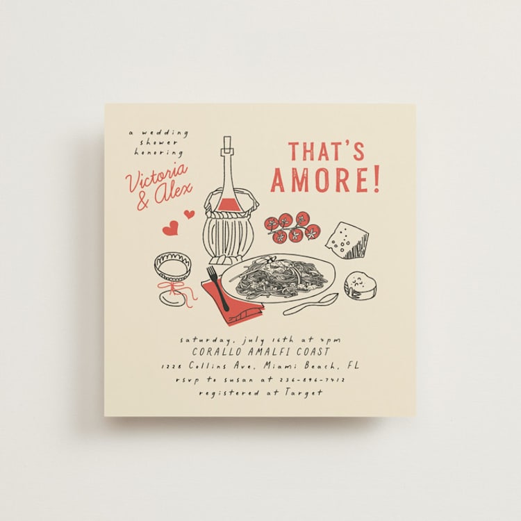 "That's Amore" - Bridal Shower Invitations in Tomato by Sherley Ferreira - Front
