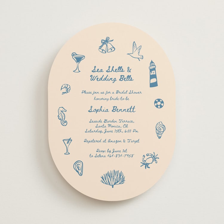 "Sea Shells & Wedding Bells" - Bridal Shower Invitations in Ocean by Rina Ozum - Front