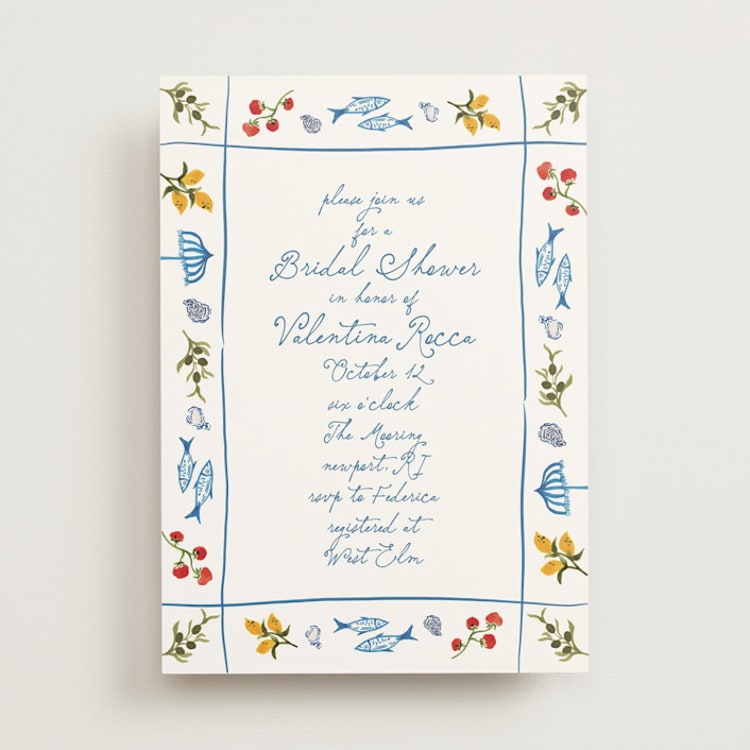 "Fresh Border" - Bridal Shower Invitations in Mediterraneo by Tamara Hilje - Front