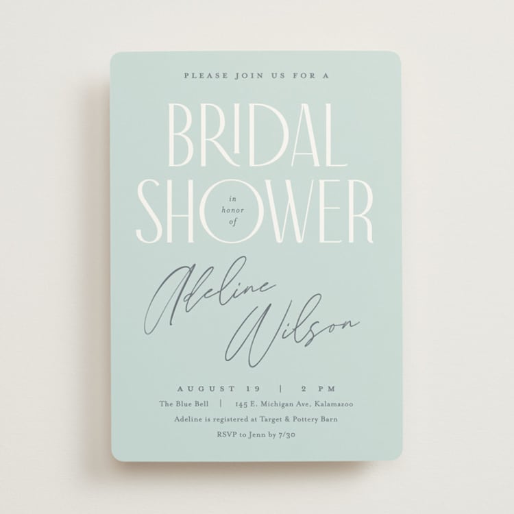 "Versatile" - Bridal Shower Invitations in Bluebell by Pixel and Hank - Front