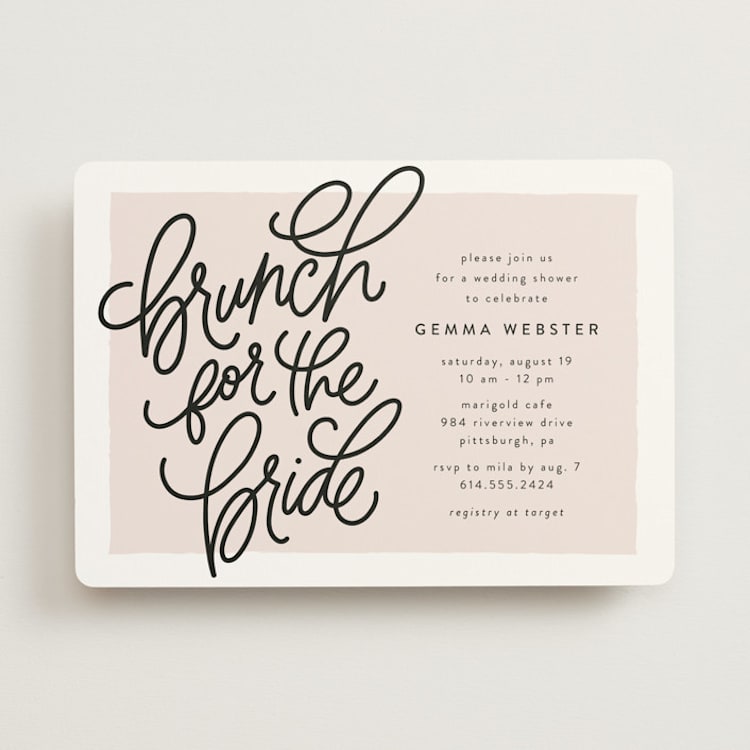 "Brunch for the bride" - Bridal Shower Invitations in Blush by Lea Delaveris - Front