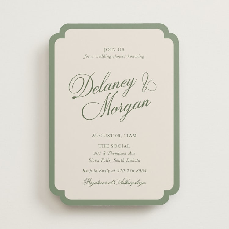 "classic bold border" - Bridal Shower Invitations in Olive by Cass Loh - Front