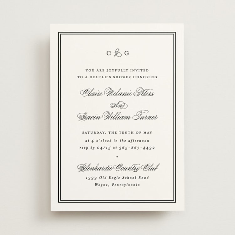 "Timeless Together" - Bridal Shower Invitations in Tuxedo by Carolyn MacLaren - Front