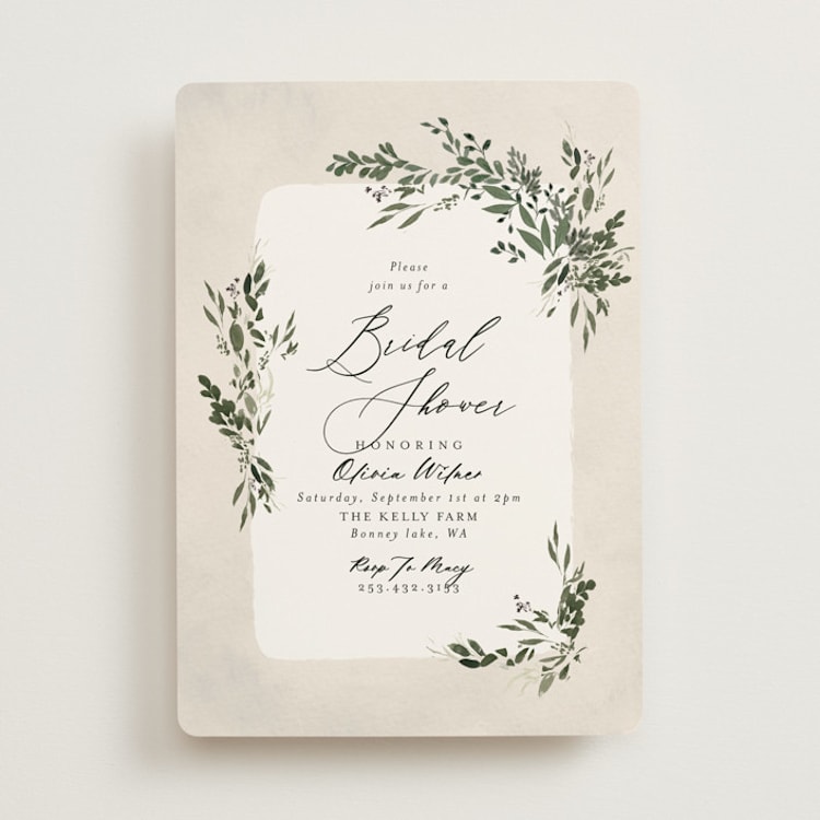 "Greenery" - Bridal Shower Invitations in Forest by Itsy Belle Studio - Front