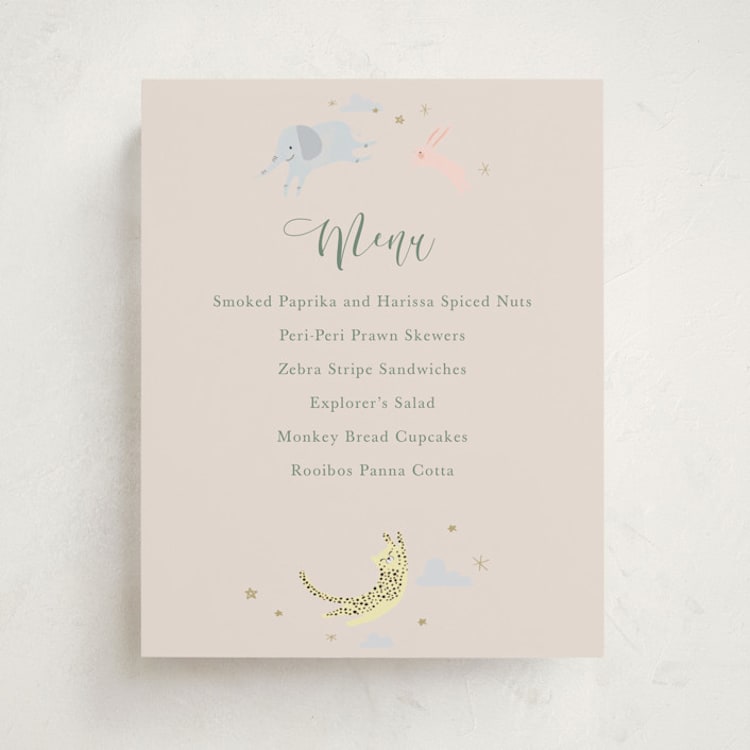 "Little Wild One" - Baby Shower Menu Signs in Sand by Hannah Williams - Front