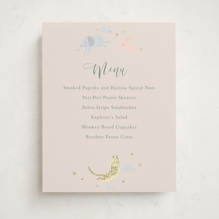 "Little Wild One" - Baby Shower Menu Signs in Sand by Hannah Williams - Front