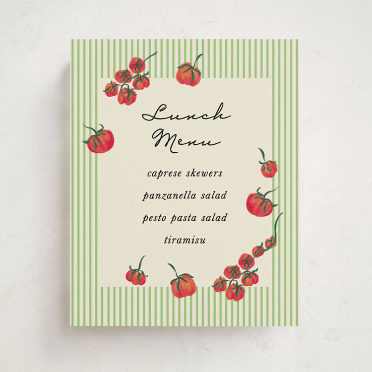 "Petit Pomodoro" - Baby Shower Menu Signs in Lime by Jackie Crawford - Front