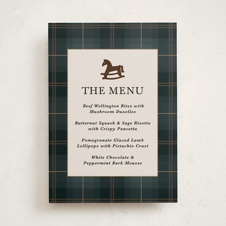 "Wesley" - Baby Shower Menu Signs in Juniper by Kate Ahn - Front