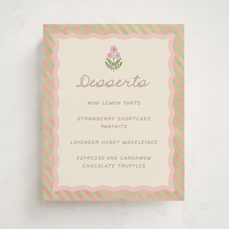 "Botanical maximalism" - Baby Shower Menu Signs in Poppy by Creo Study - Front
