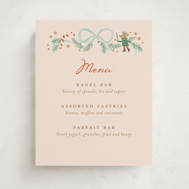 "Little Sugar Plum" - Baby Shower Menu Signs in Cream by Jennifer Wick - Front