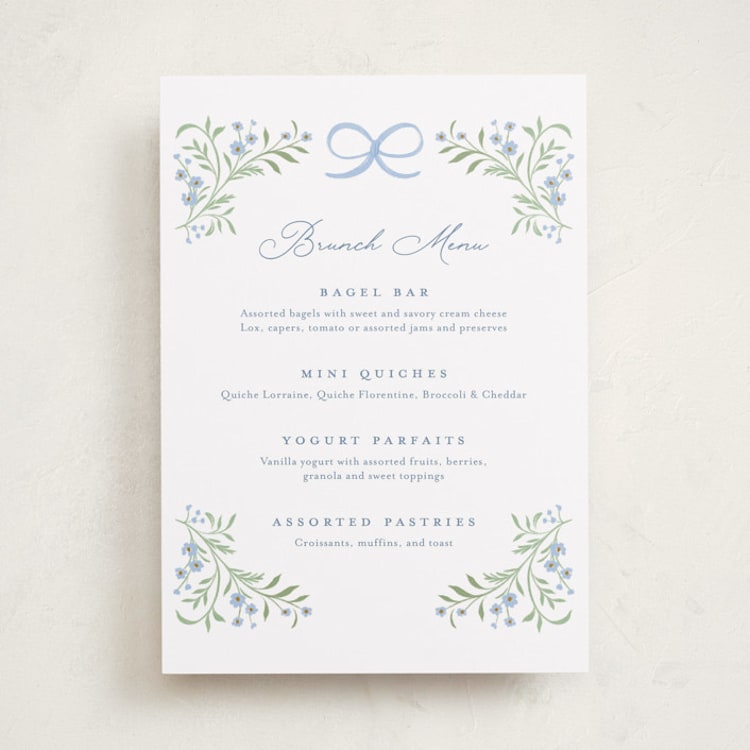 "Darling" - Baby Shower Menu Signs in Sky by Paper Raven Co. - Front